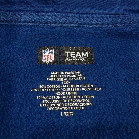 Colts Football Jacket Mens L Blue NFL Hoodie Zip-Up Sweatshirt Faded - Picture 6 of 7